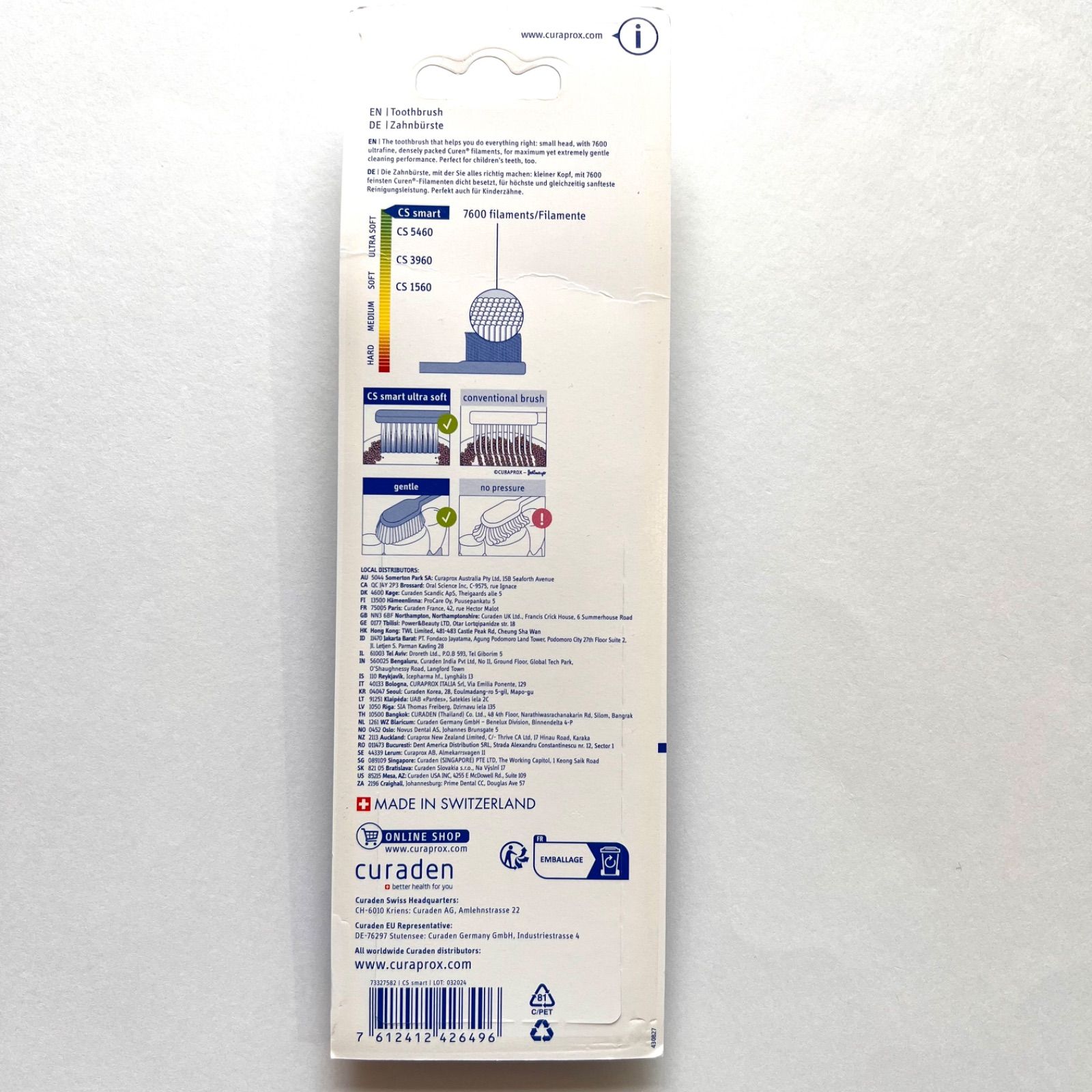 クラプロックス CS smart 7600 ultra soft スマート ウルトラソフト 歯ブラシ ブリスターパック 15本組 子供用 女性用 小さめ 直輸入品