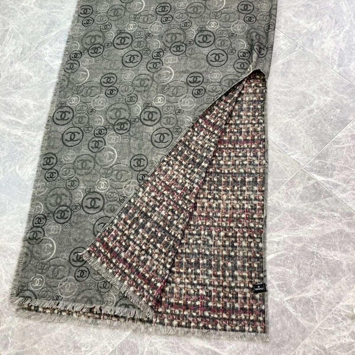 CHANEL シャネル ココマーク ケープ リバーシブル ストール レディース