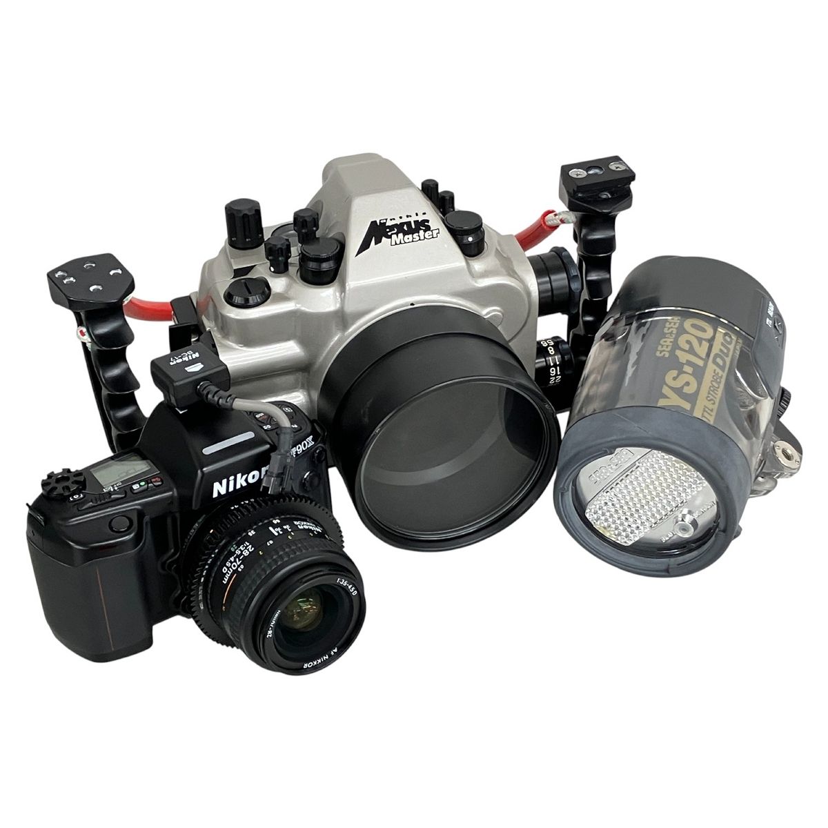 NIKON F90X カメラ AF 28-70mm 3.5-4.5 D レンズ NexUS Master ハウジング YS-120 ストロボ 水中撮影 セット ジャンク K10628711