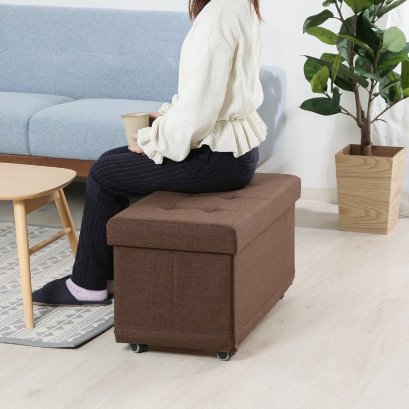 収納付き ベンチ スツール 1脚 単品 幅76cm 二人掛け 2人用 ふたりがけ キャスター付き 布製 ファブリック おしゃれ 椅子 チェア 北欧 ID015
