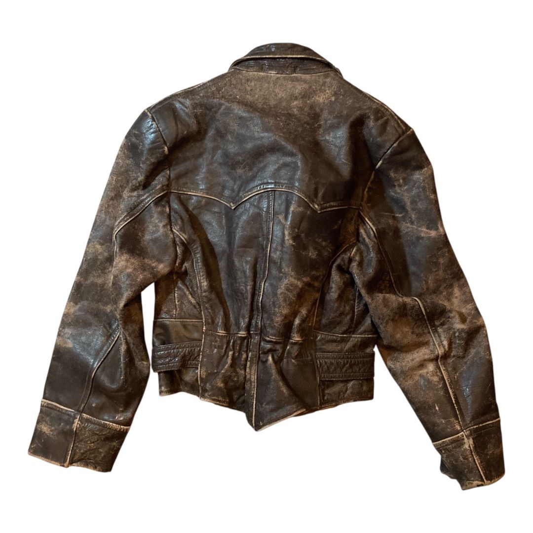 〜40s double leather jacket black 〜40年代製 ビンテージ ダブル レザージャケット 短丈 D905