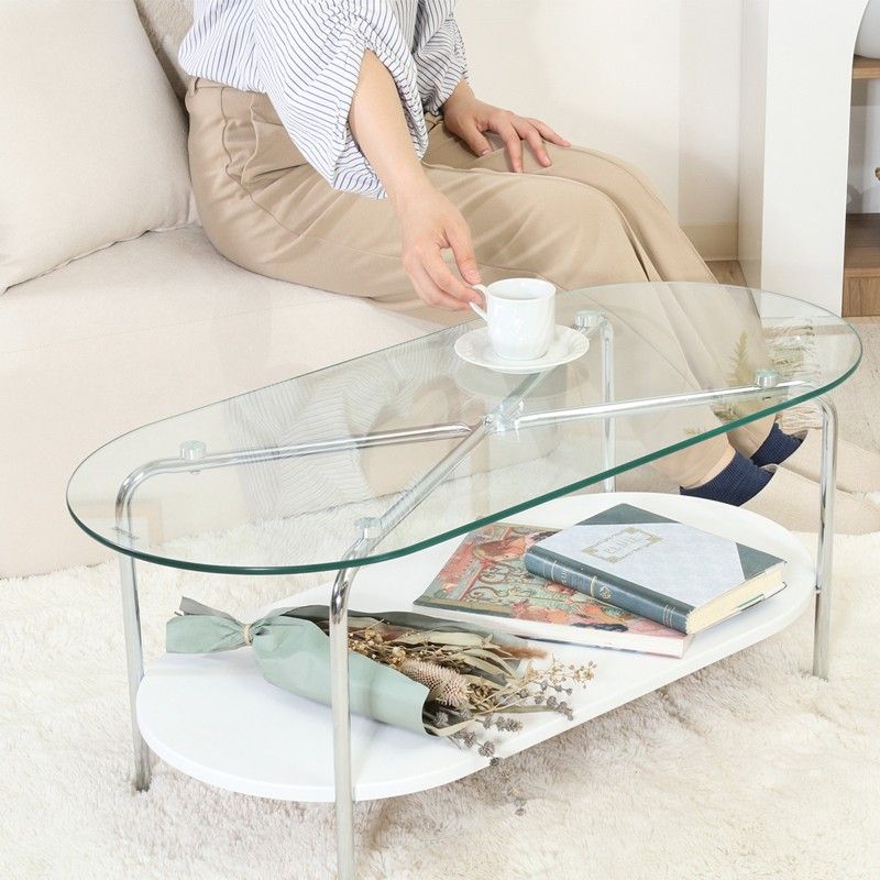 センターテーブル ローテーブル 幅90cm 長方形 ガラステーブル 棚付き