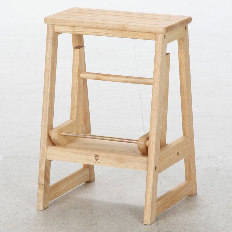 脚立 踏み台 高さ55cm 木製 天然木 2段 ステップ台 スツール シンプル 完成品 おしゃれ 北欧 ナチュラル ステップラダー ID015