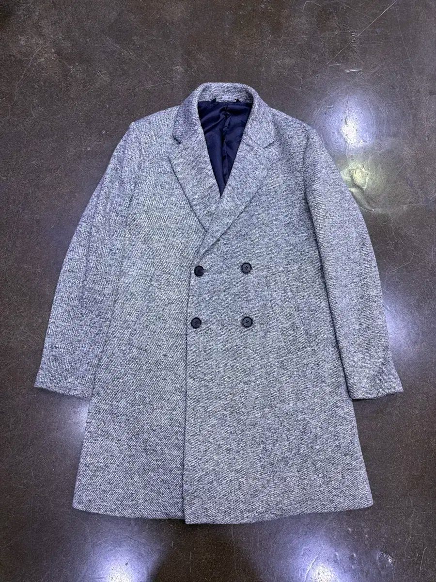 ザラ ダブル ブレスト ハーフ コート グレー M