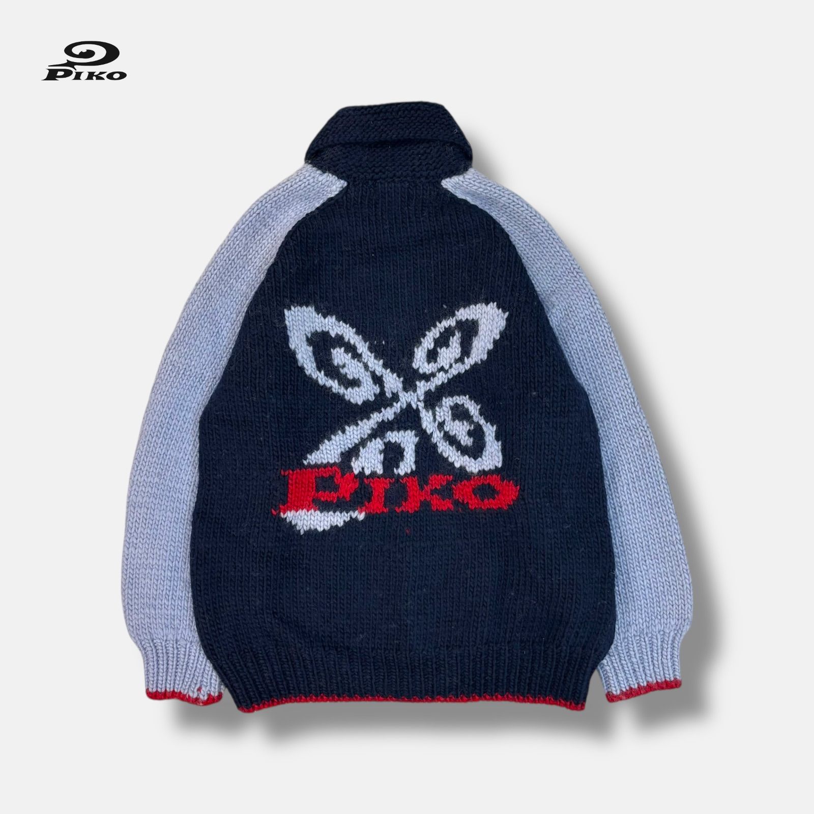 90s PIKO カウチンセーター ビックロゴ y2k L - メルカリ