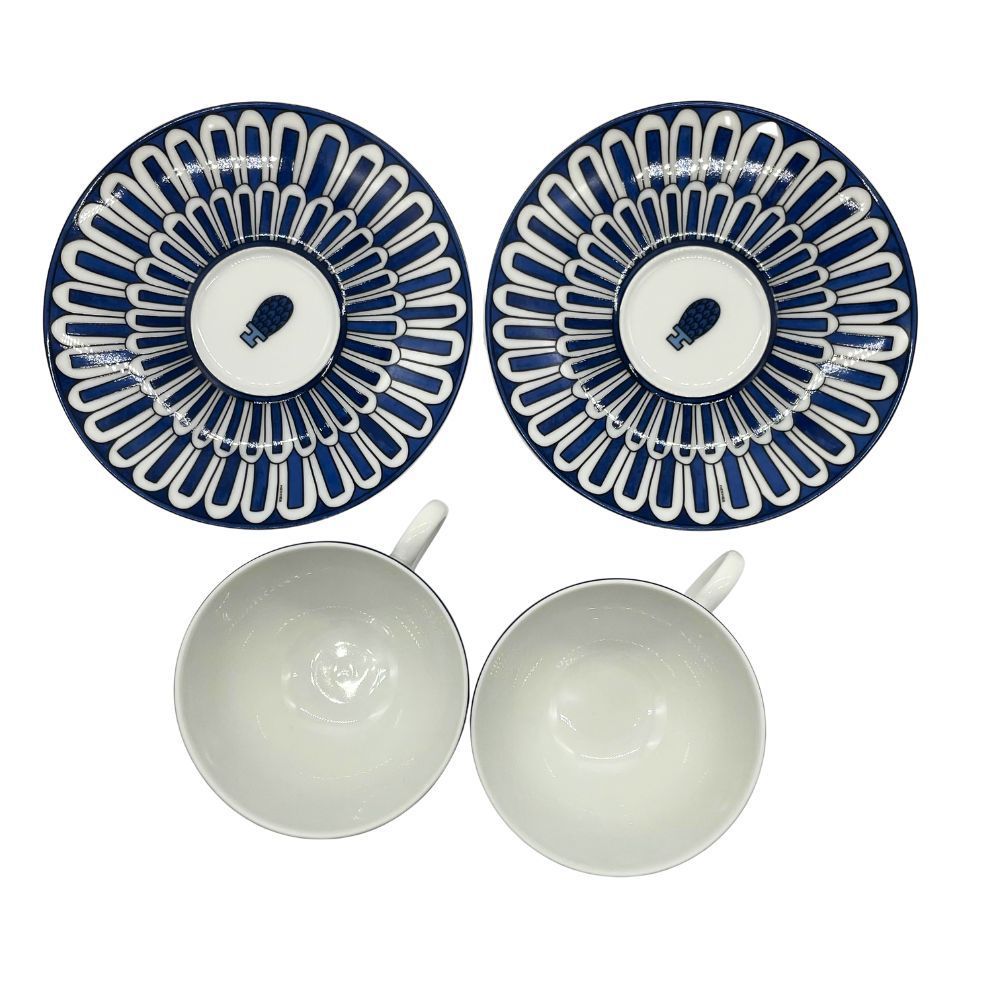 玉津店 HERMES エルメス ブルーダイユール ティーカップ&ソーサー 2客セット TA2500416