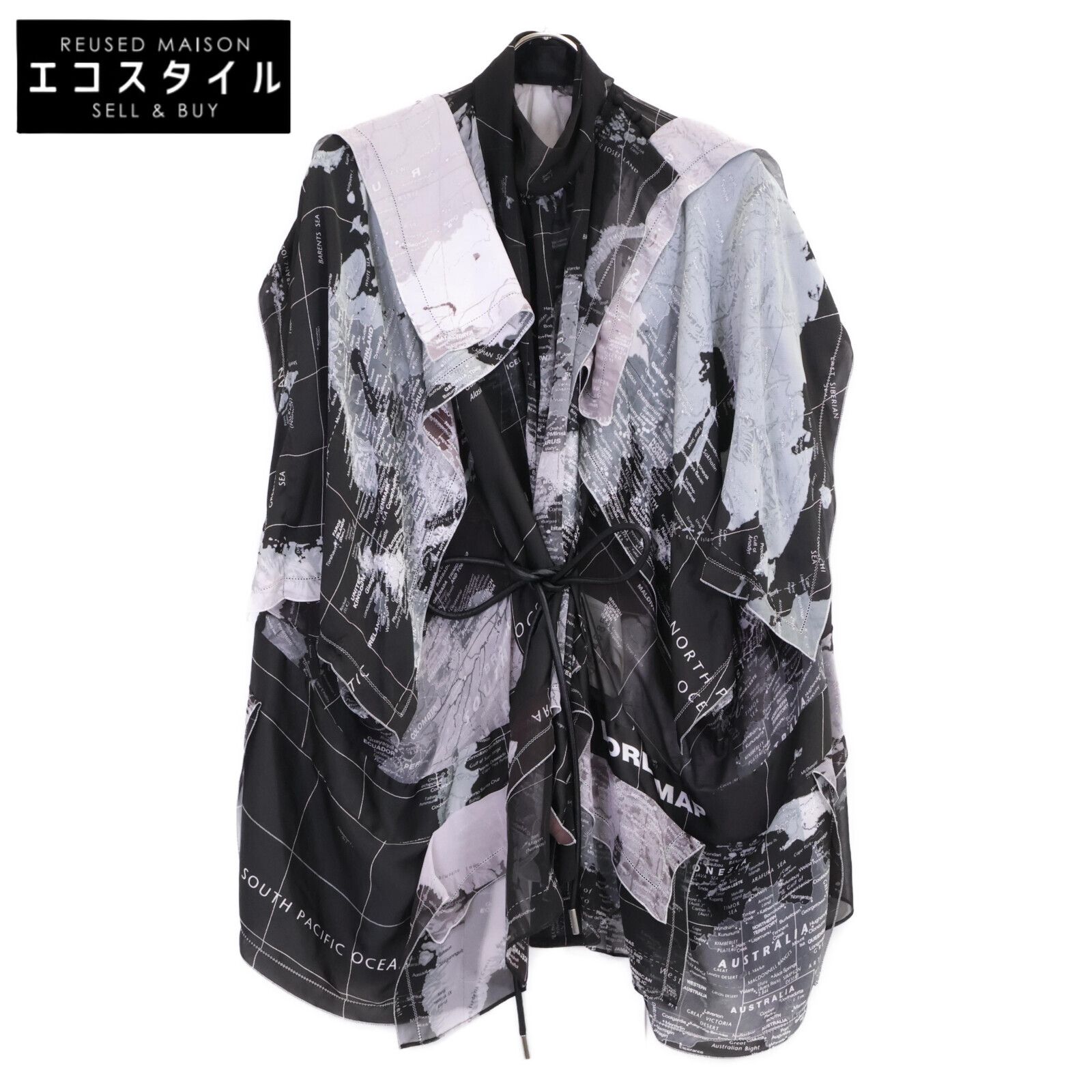 sacai サカイ 20SS 20-04985 ボウタイ ワールドマッププリント ブラウス 2