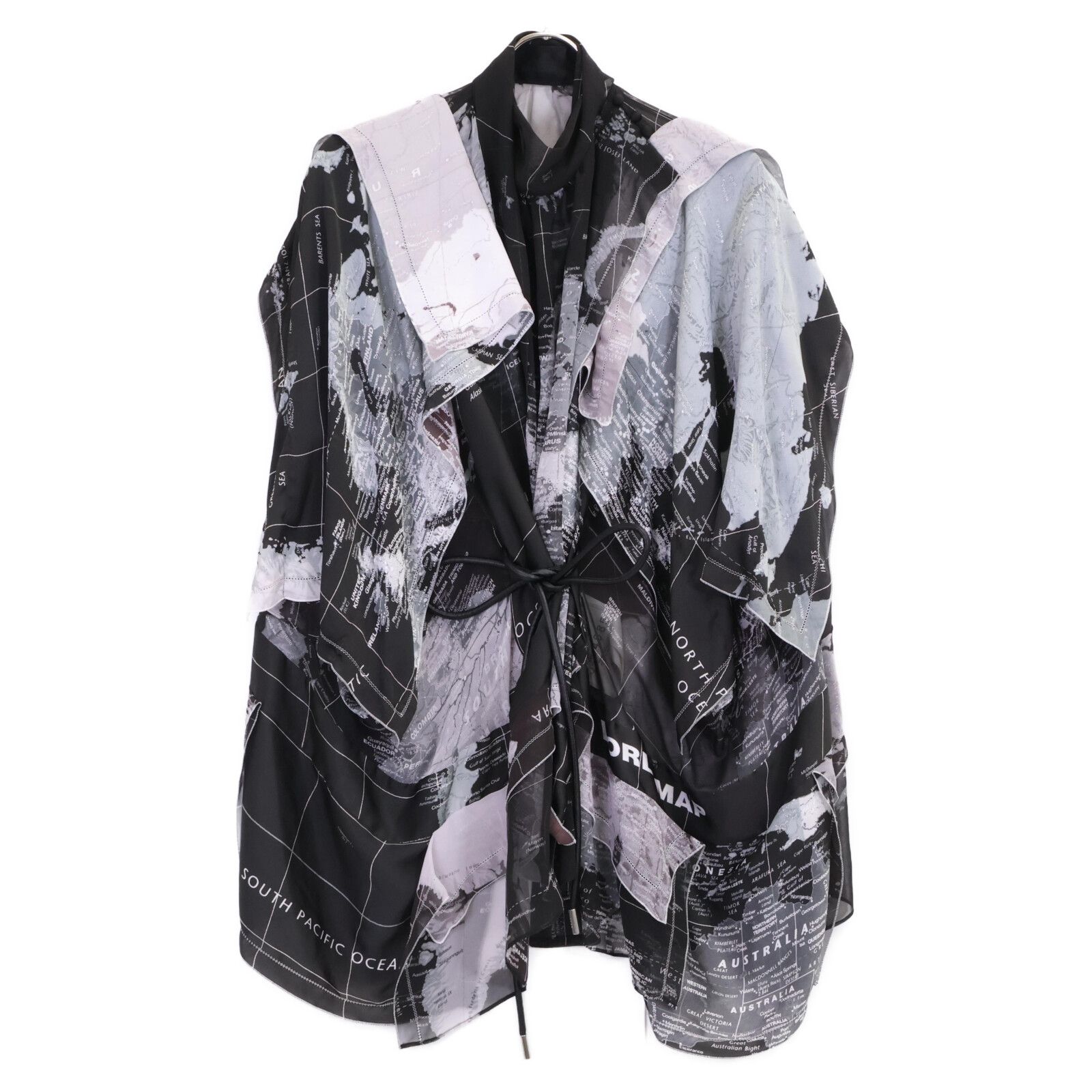 sacai サカイ 20SS 20-04985 ボウタイ ワールドマッププリント ブラウス 2