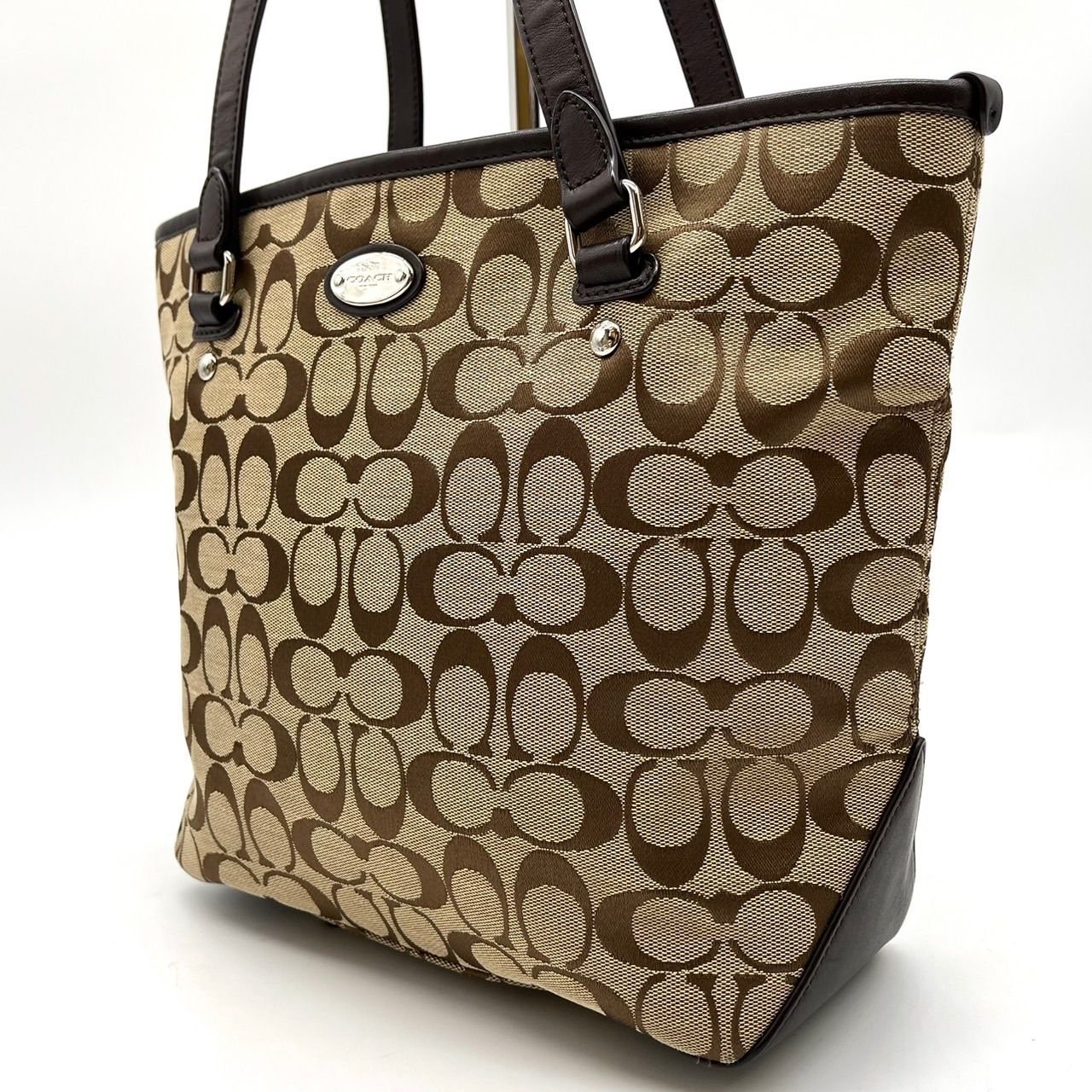 COACH Y 2 K signature brown beige canvas shoulder g charm bag unisex コーチ ハンドバッグ トートバッグ