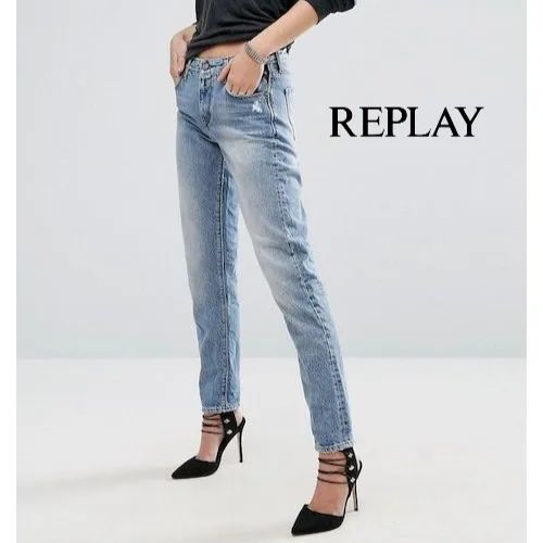 REPLAY リプレイ Sophir Mom Jeans with Abrasions ダメージ デニムパンツ 25 チュニジア製