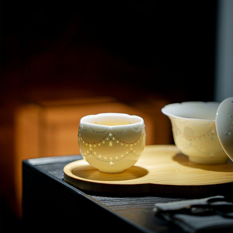 3点セット】 透かし 茶器セット ティーセット 急須 湯呑 蓋碗 2客