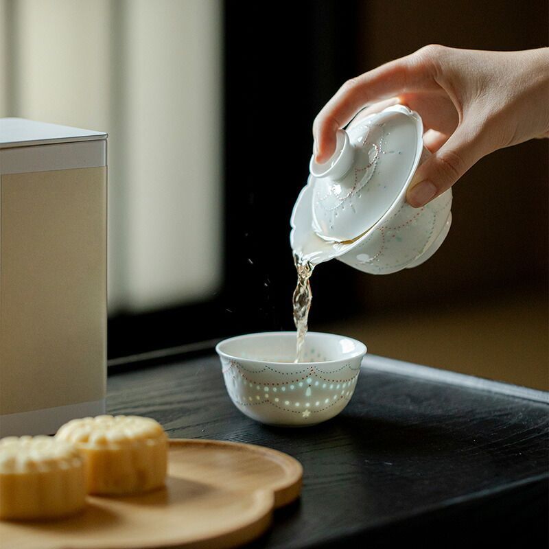 3点セット】 透かし 茶器セット ティーセット 急須 湯呑 蓋碗 2客