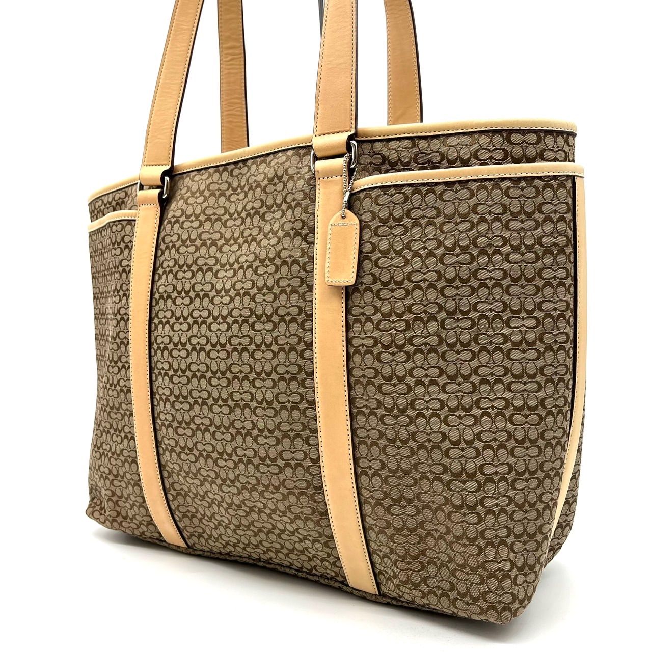 coach y 2 k signature canvas hand bag beige brown unisex ladies men s コーチ トートバッグ