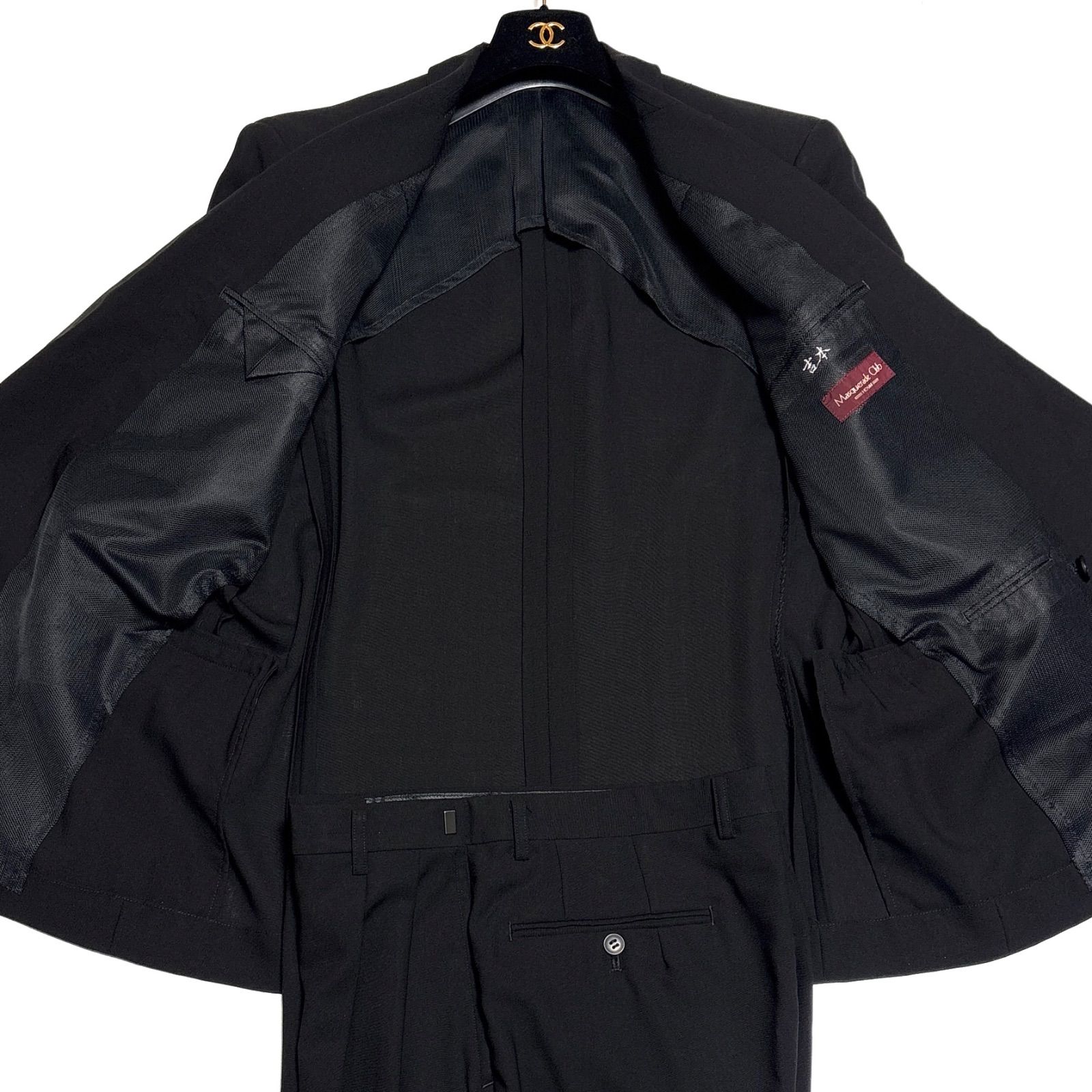 Masquerade Club HOMME ダブルブレスト ブラックフォーマル スーツセットアップ 冠婚葬祭 礼服 喪服 背抜き 黒 ブラック