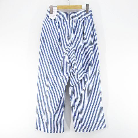 ナイキ NIKE Loose Fit Mid Rise Full Length スポーツウェア チル ポプリン ストライプ柄 ロング丈 ワイドパンツ XS 青系 ブルー