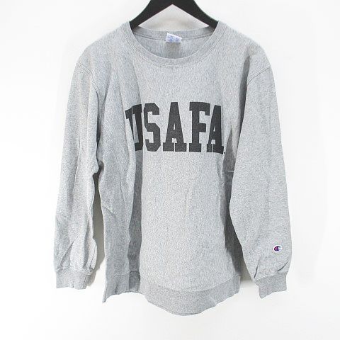 チャンピオン CHAMPION BEAMS 長袖 トレーナー スウェット 薄手 S 灰系 グレー ロゴ 刺繍 ワッペン 文字 プリント