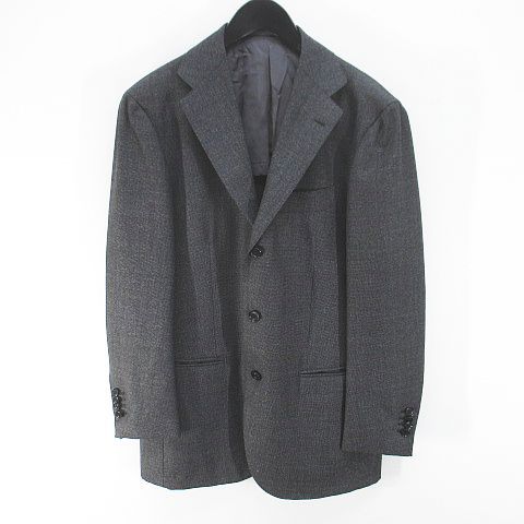 リングヂャケット RING JACKET セットアップ スーツ テーラード ジャケット パンツ スラックス ジップフライ 背抜き 灰系 グレー ロールアップ 毛 ウール 無地