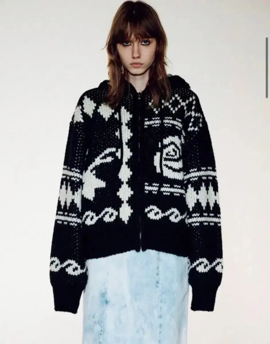 オープンワイワイ ニットフーディー ジップアップ