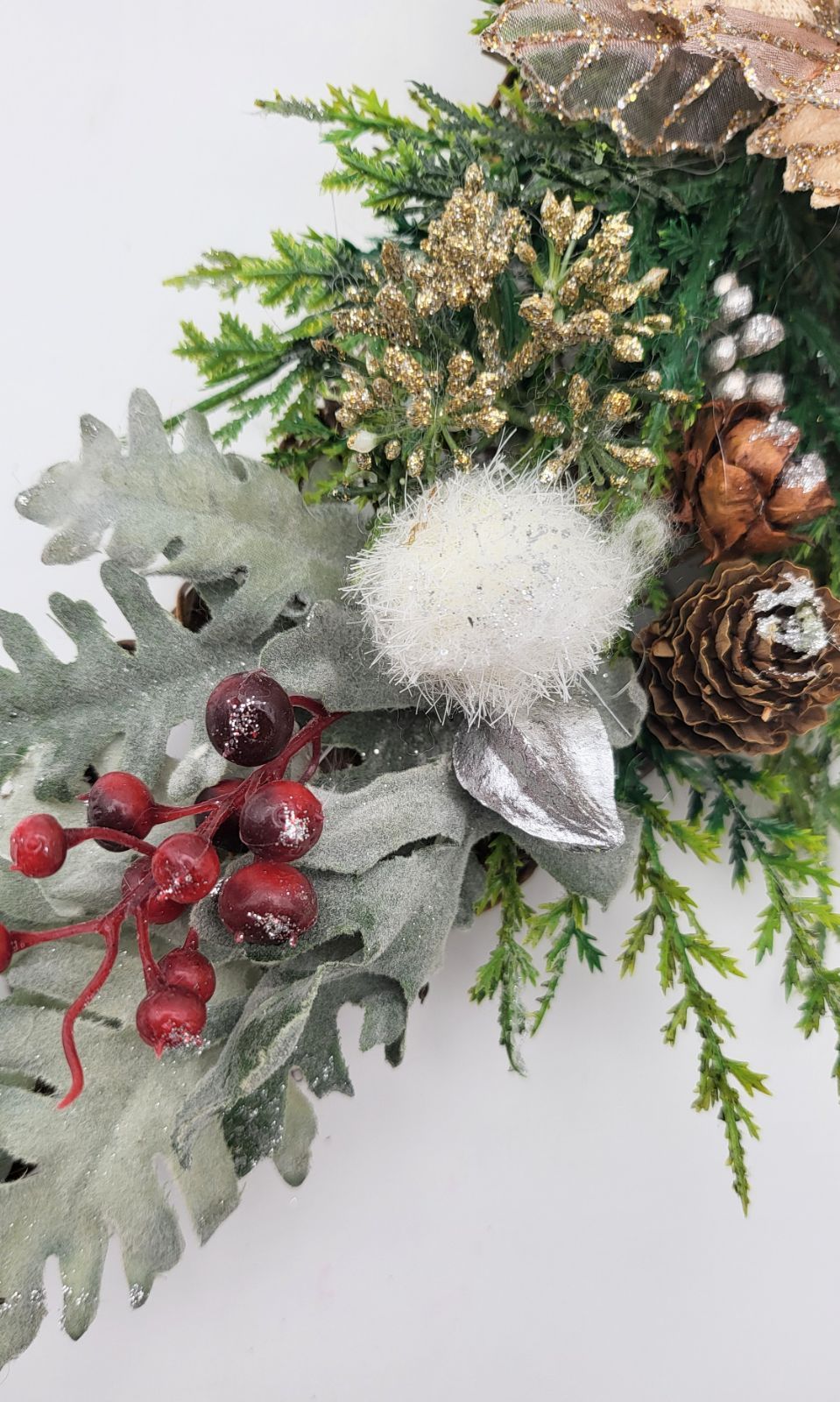 ゴールドポインセチア三日月クリスマスリース