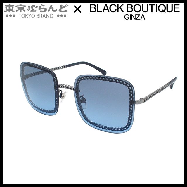 シャネル CHANEL サングラス 4244 ブルーxブラック シルバー金具 メタル プラスチック レディース 101831660