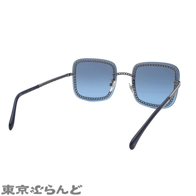 シャネル CHANEL サングラス 4244 ブルーxブラック シルバー金具 メタル プラスチック レディース