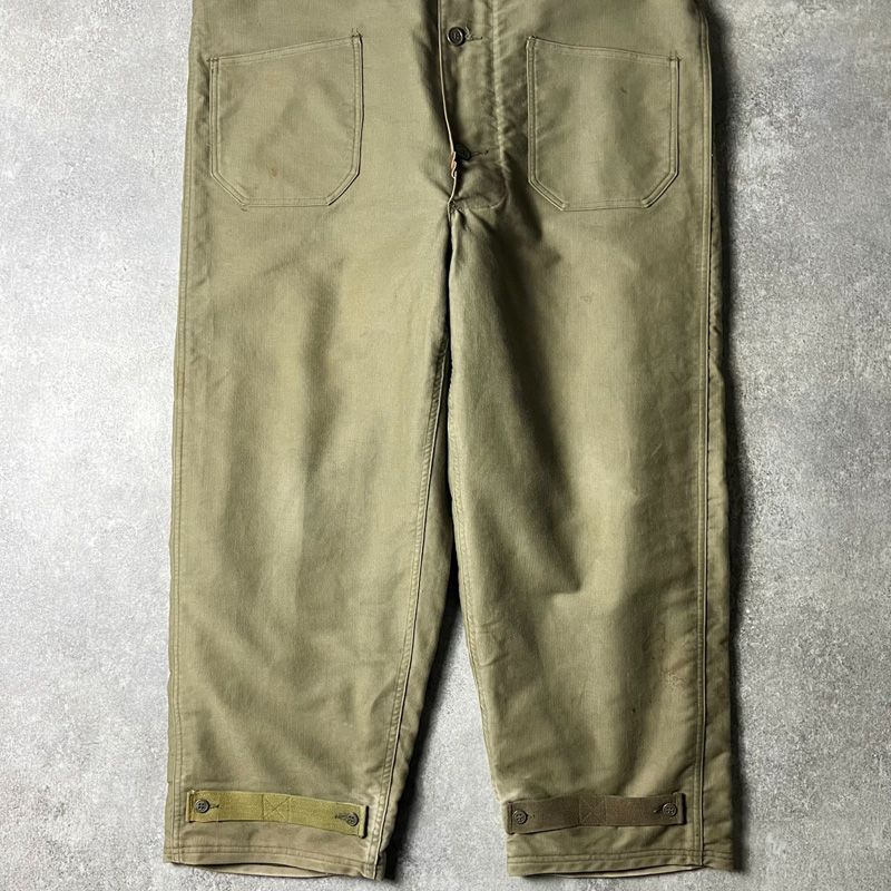 40s US NAVY 米軍実物 N-1 後期 デッキ パンツ L 40年代 ビンテージ ミリタリー USN 海軍 オリーブ ステンシル ジャングルクロス