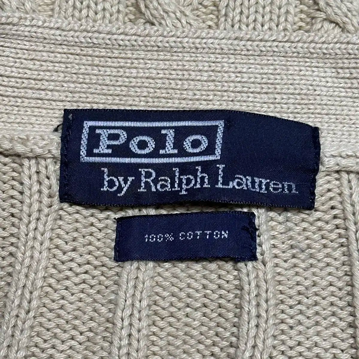 XL POLO RALPH LAUREN(ポロラルフローレン) ベージュ ケーブル Vネック カーディガン
