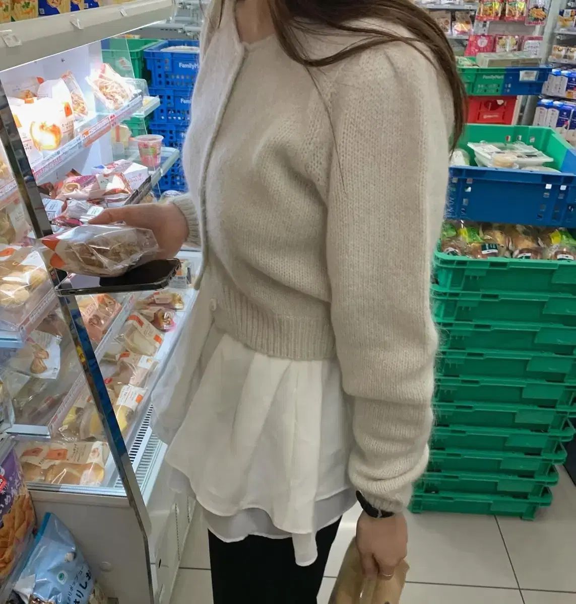 アパート オブ モヘア クロップド カーディガン レイヤード ビスチェ ブラウス set