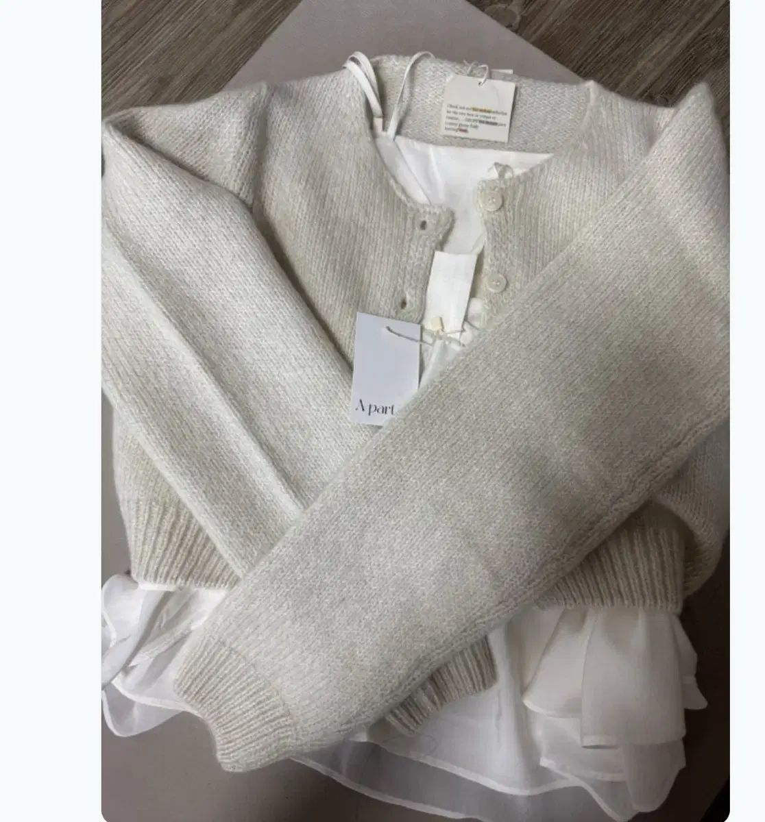  アパート オブ モヘア クロップド カーディガン レイヤード ビスチェ ブラウス set 長袖 カーディガン ボレロ アンサンブル