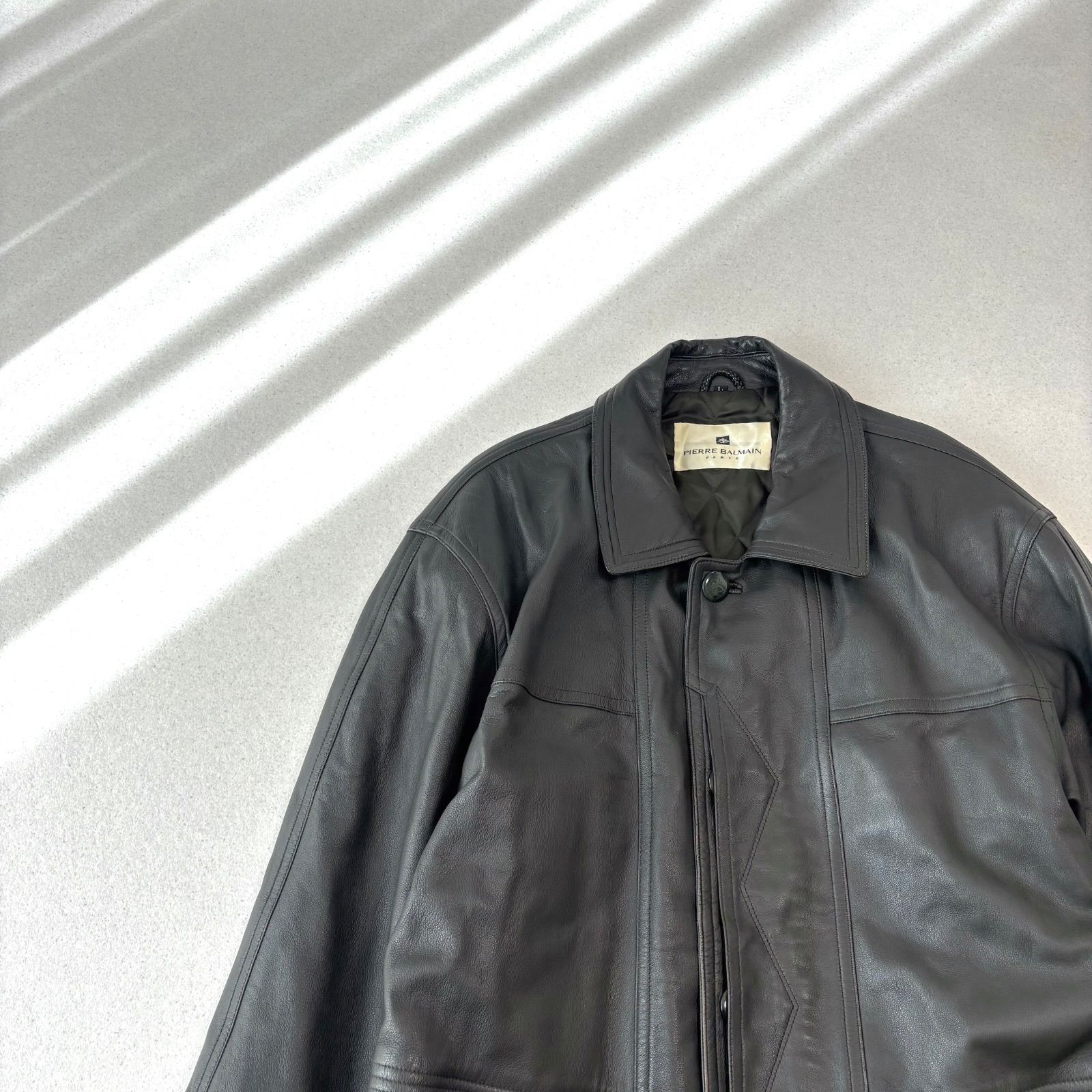 ピエールバルマンレザーコート ピエール バルマン PIERRE BALMAIN レザー コート ショールカラー 長袖