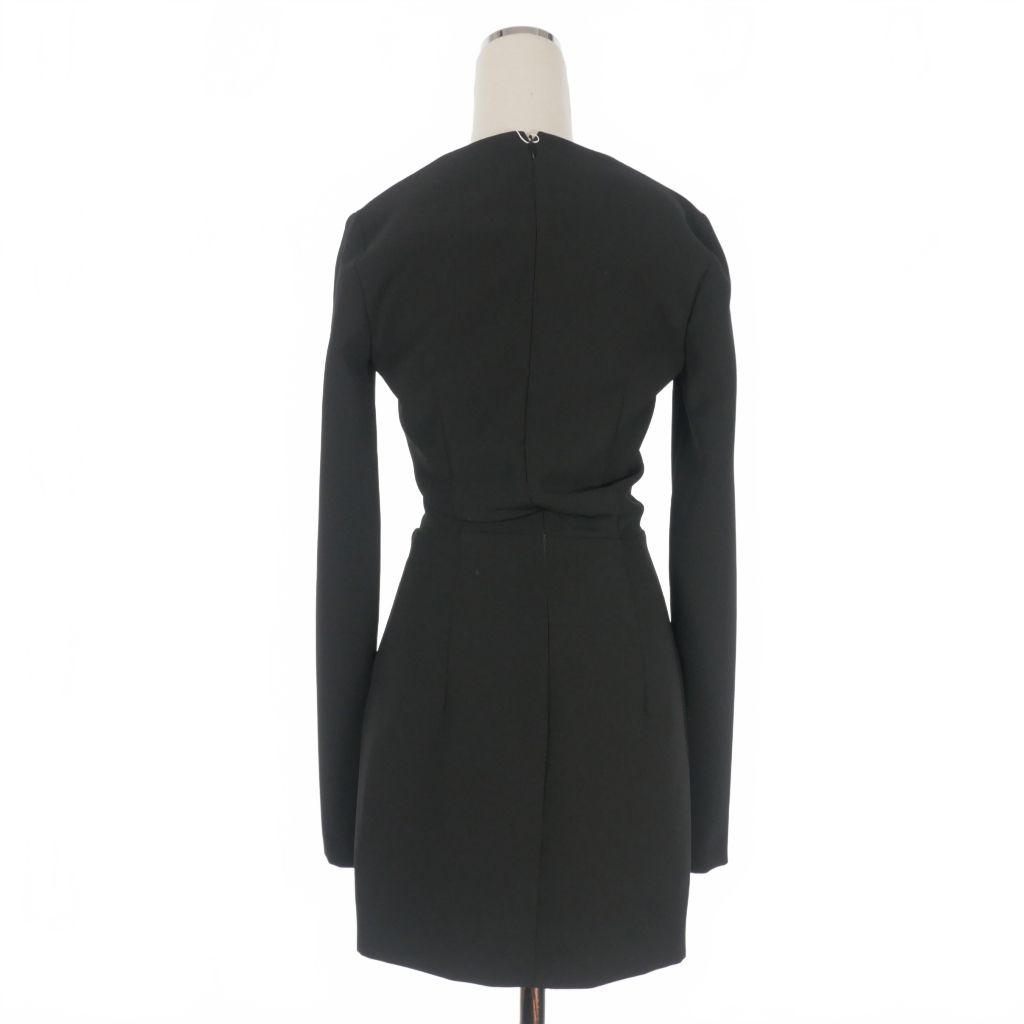 ディースクエアード 23 AW ICON Crepe Cady アシンメトリードレス ワンピース 長袖 38 ブラック 黒 正規