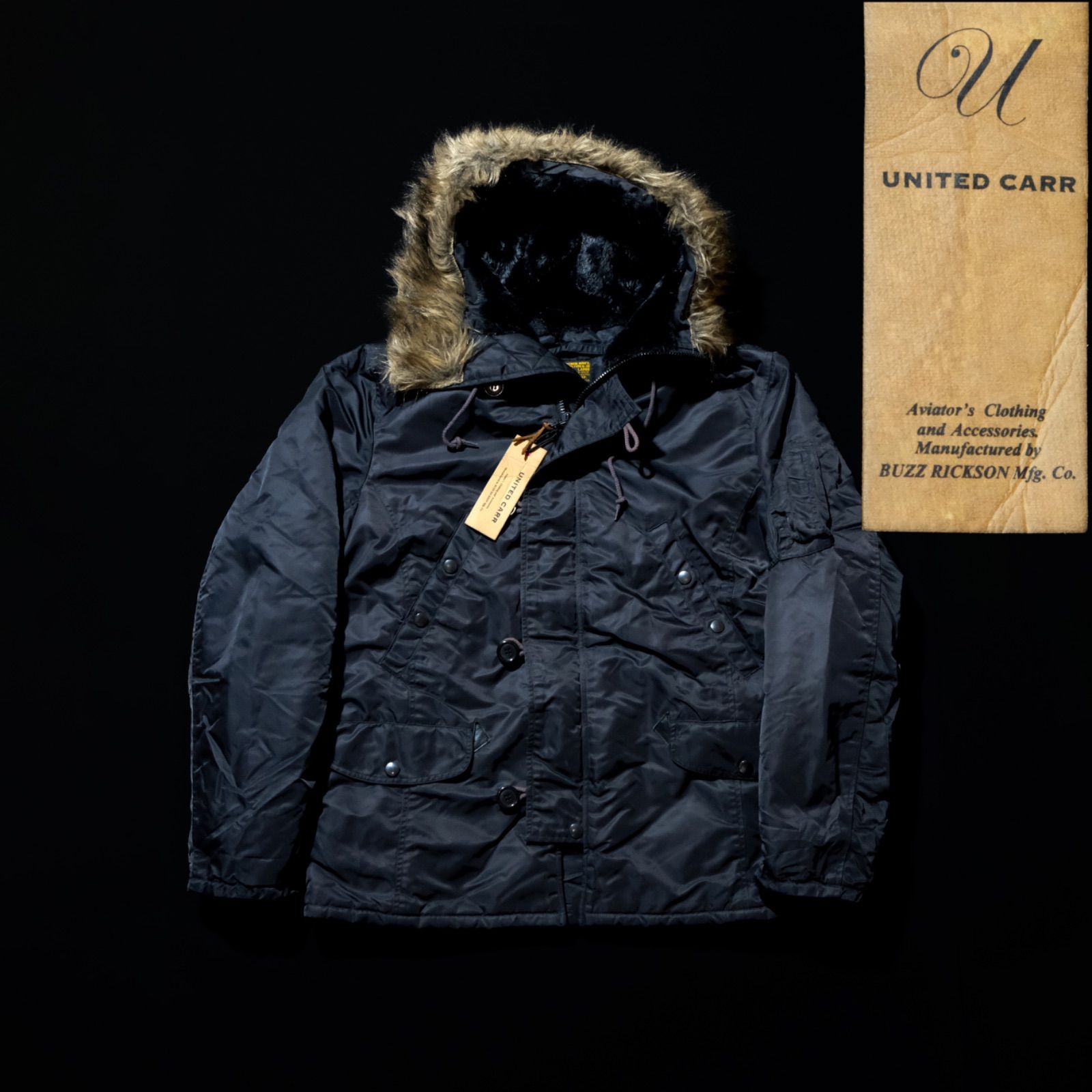 UNITED CARR WIND PROTEX NYLON N-3B フライトジャケット LARGE Lサイズ 黒 UC12802 ユナイテッドカー バズリクソンズ 東洋エンタープライズ