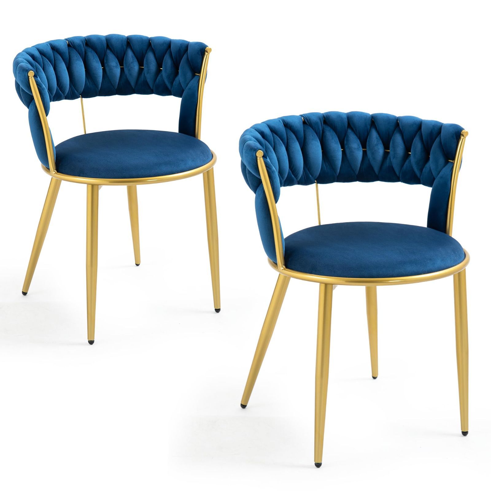 数量 TIANSHU ダイニングチェア 2脚セット ゴールド金属脚 ベルベット生地 編み込み背もたれ付き タフテッドチェア アクセントチェア 柔らかくて快適 リビングルーム 寝室 キッチン ドレッシングテーブル モダンなスタイル 装飾的な椅子 おしゃれ