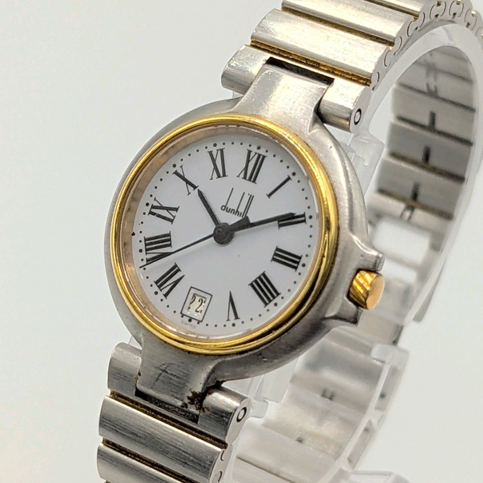 Dunhill Watch Ladies QZ Round Gold Silver Combi Y2K 00S Vintage