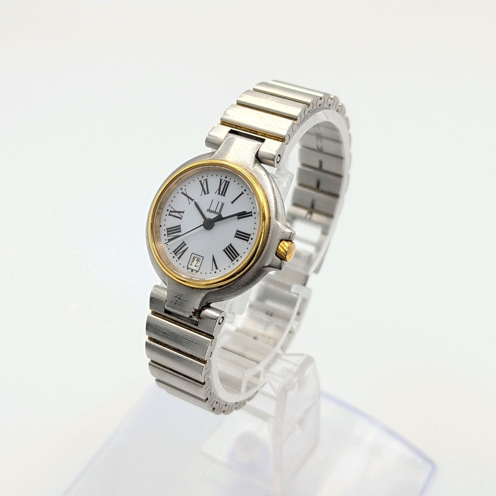 Dunhill Watch Ladies QZ Round Gold Silver Combi Y2K 00S Vintage