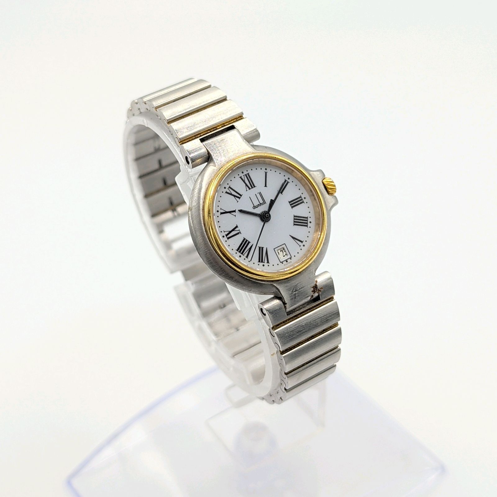 Dunhill Watch Ladies QZ Round Gold Silver Combi Y2K 00S Vintage