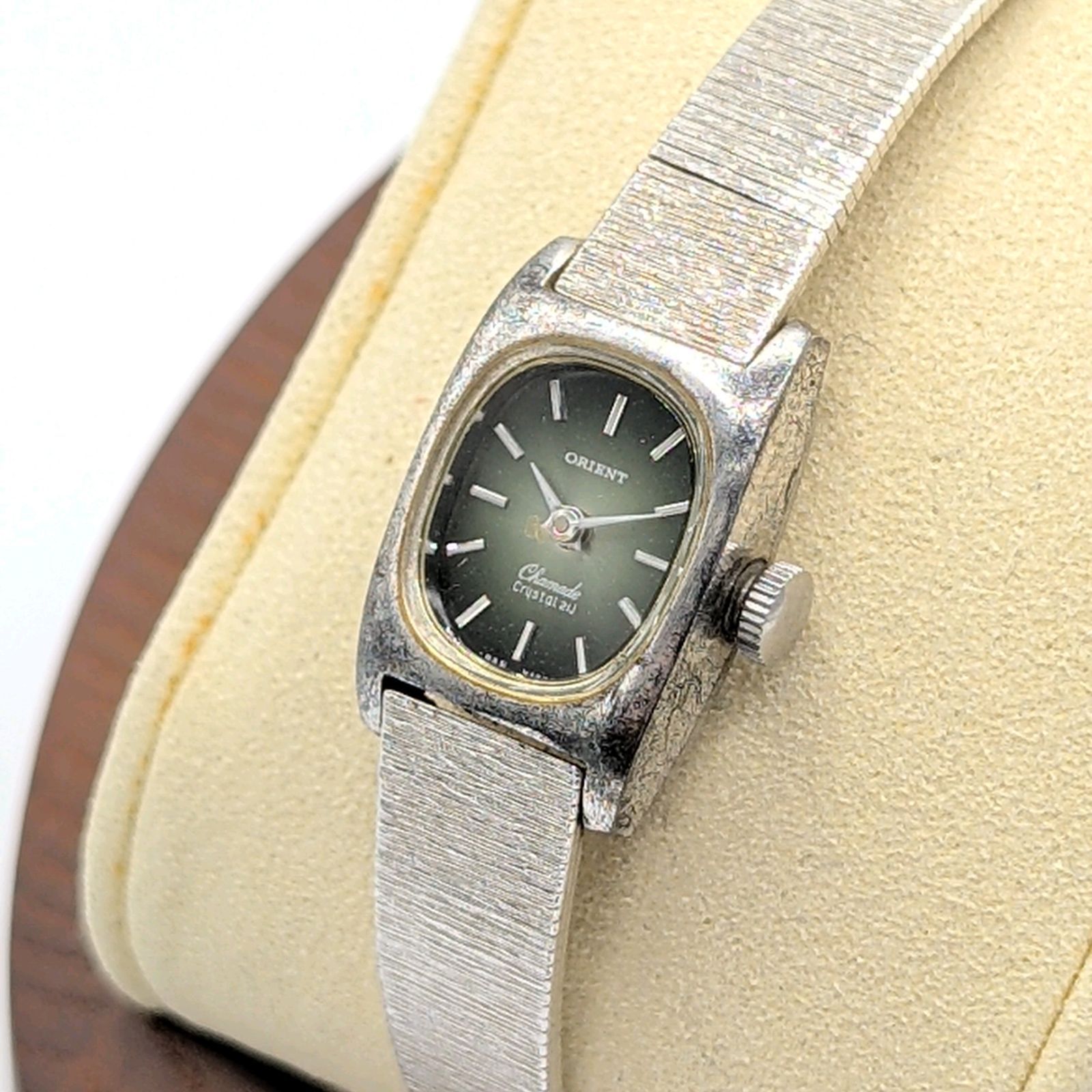 Orient Watch Ladies Hand-Winding Round Silver Green Dial Y2K 00S 