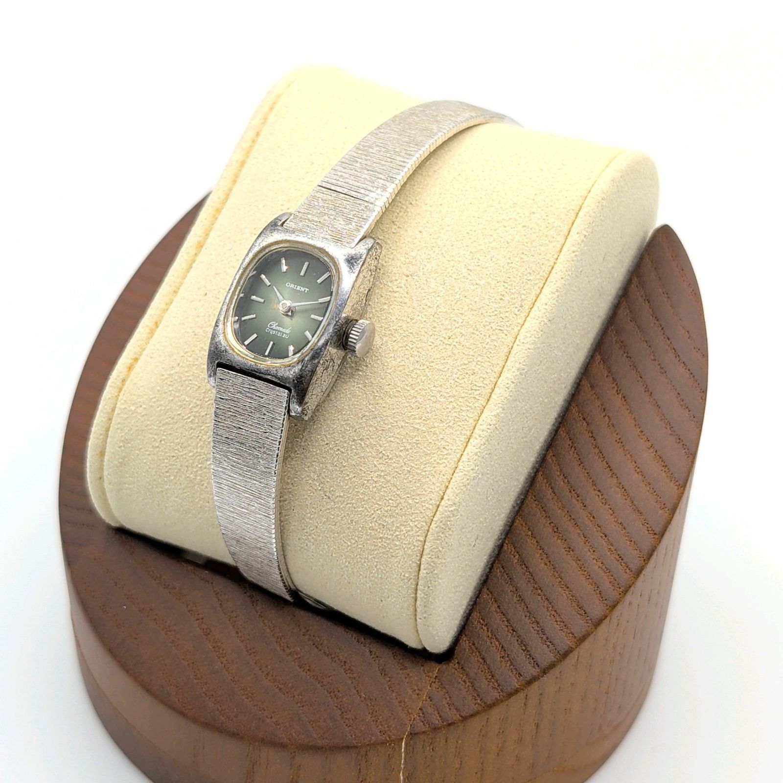 Orient Watch Ladies Hand-Winding Round Silver Green Dial Y2K 00S 