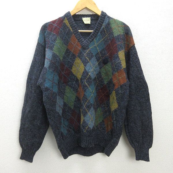 H□80-90s□トラサルディ/TRUSSARDI Vネックニットセーター ITALY製【M