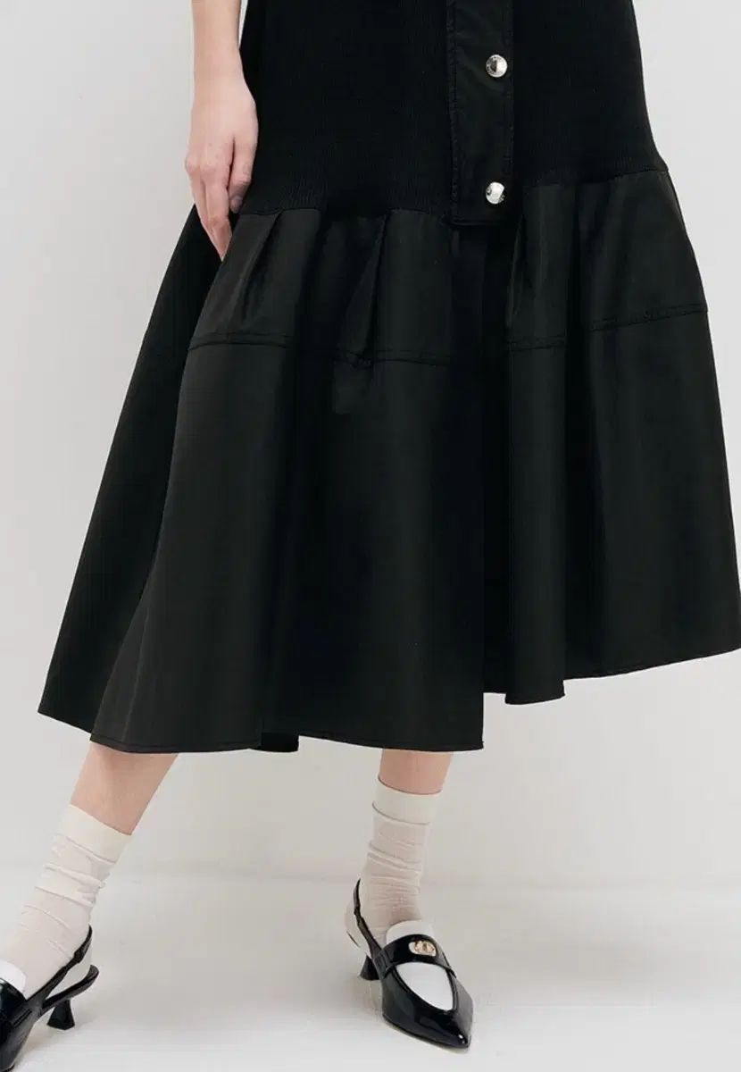  システムテクスチャ ブロック アシンメトリー ワンピース The HANDSOME 長袖 七分袖 ひざ丈ワンピース