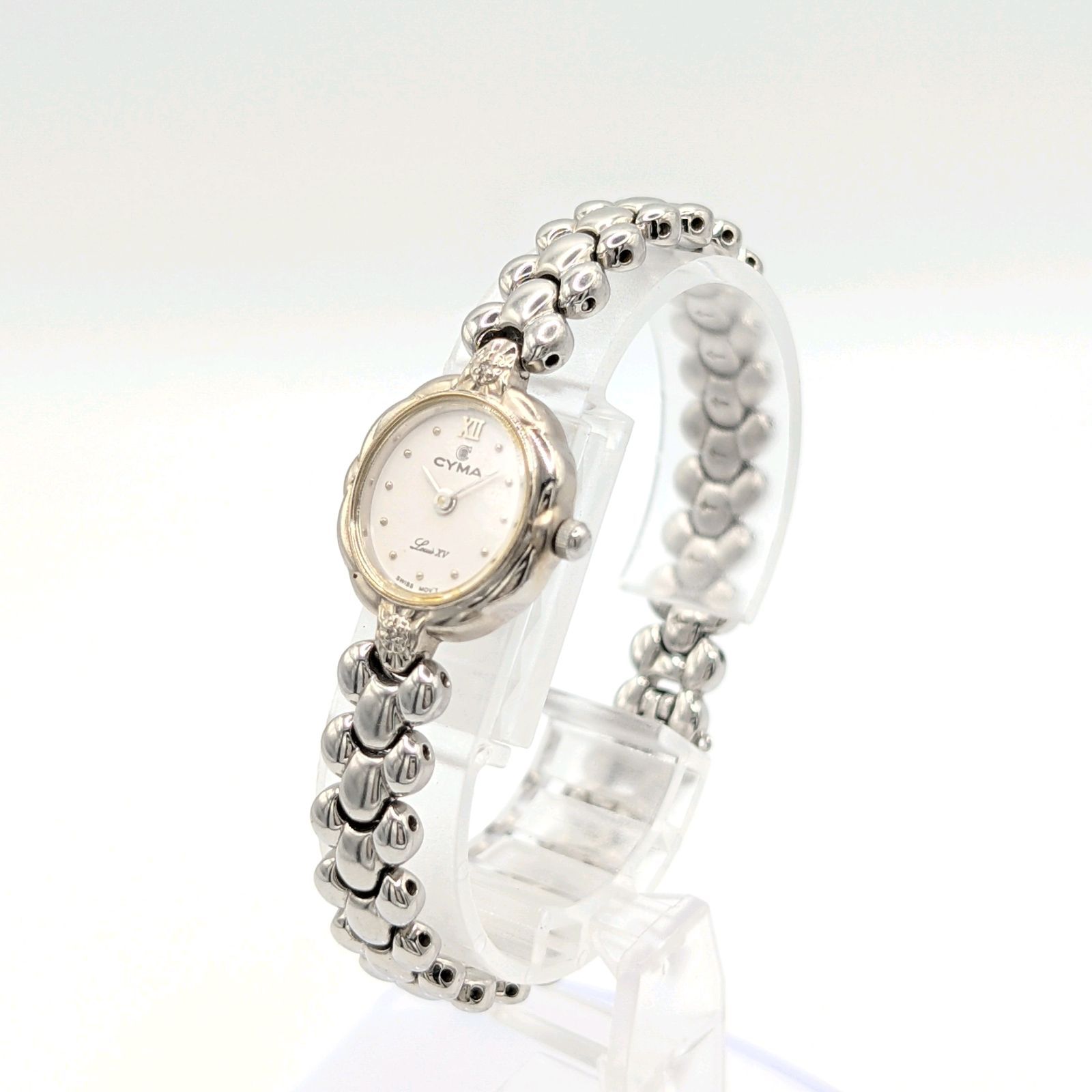 CYMA Louis XV Watch Quartz Ladies Round Silver Y2K 00S Vintage