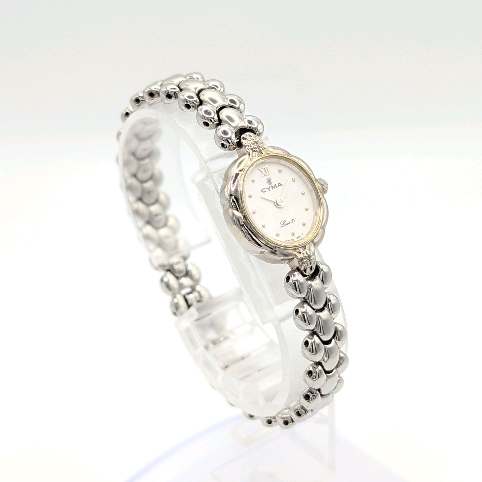 CYMA Louis XV Watch Quartz Ladies Round Silver Y2K 00S Vintage