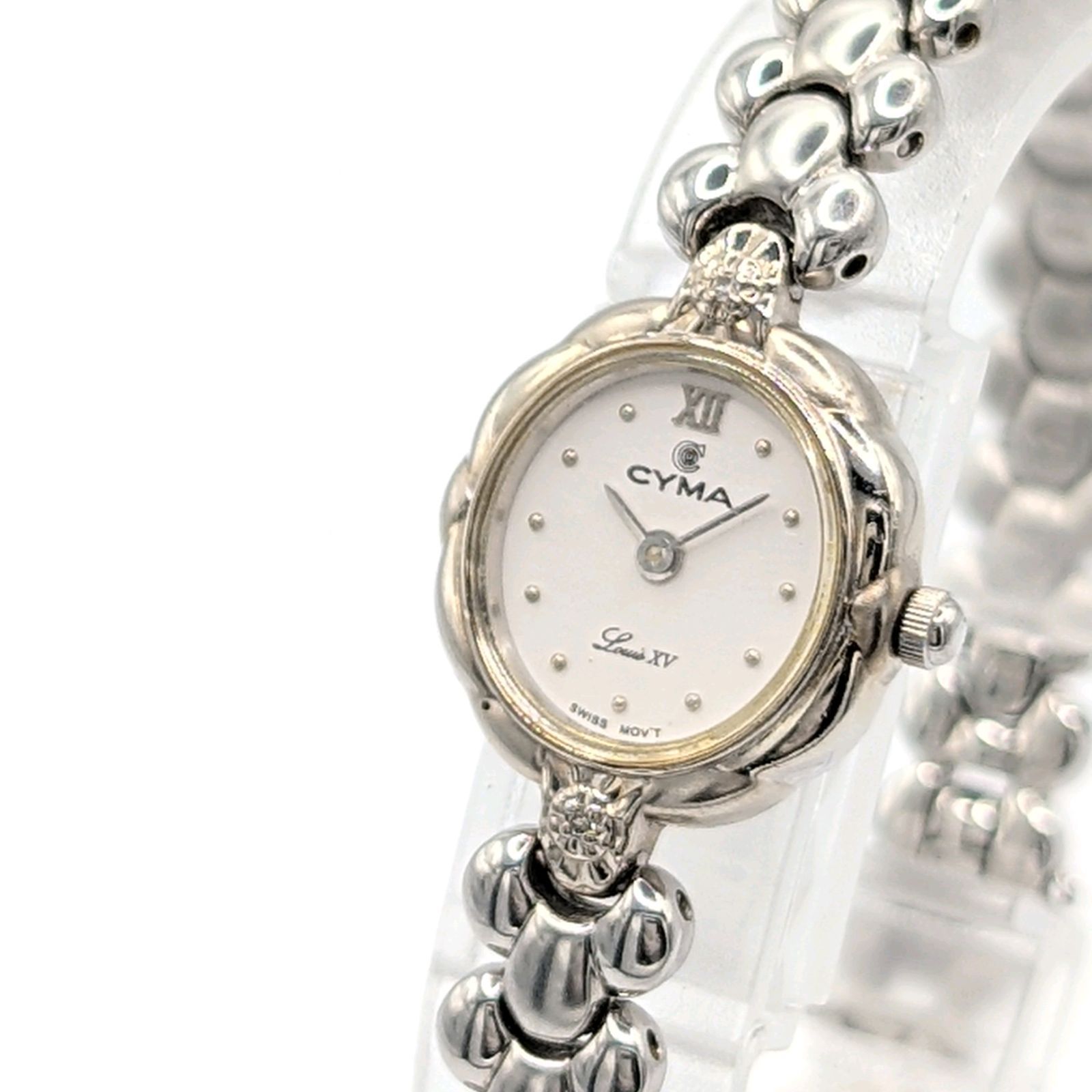 CYMA Louis XV Watch Quartz Ladies Round Silver Y2K 00S Vintage