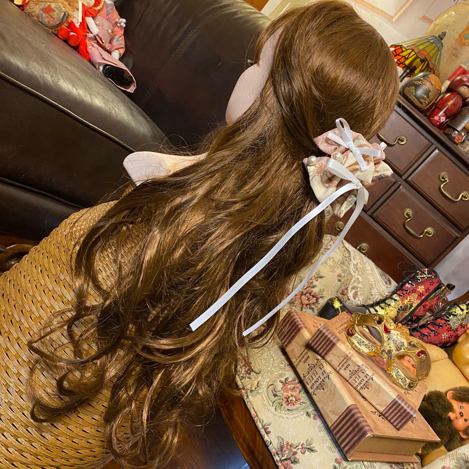 no.66 ハンドメイド 4種のリボンのアンティーク調ヘアアクセサリー