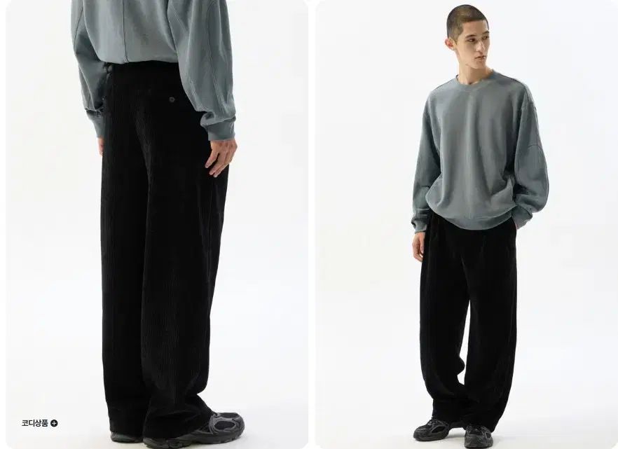 customellow 24fw ブラック ワイドフィット コーデュロイ パンツ