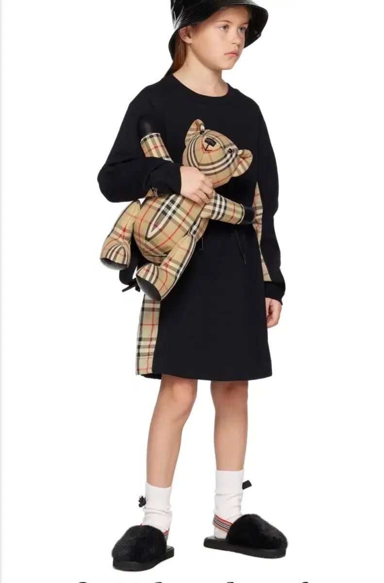 バーバリー キッズ ヴィンテージ チェックパネル コットン ブラック ワンピース 6歳 120cm