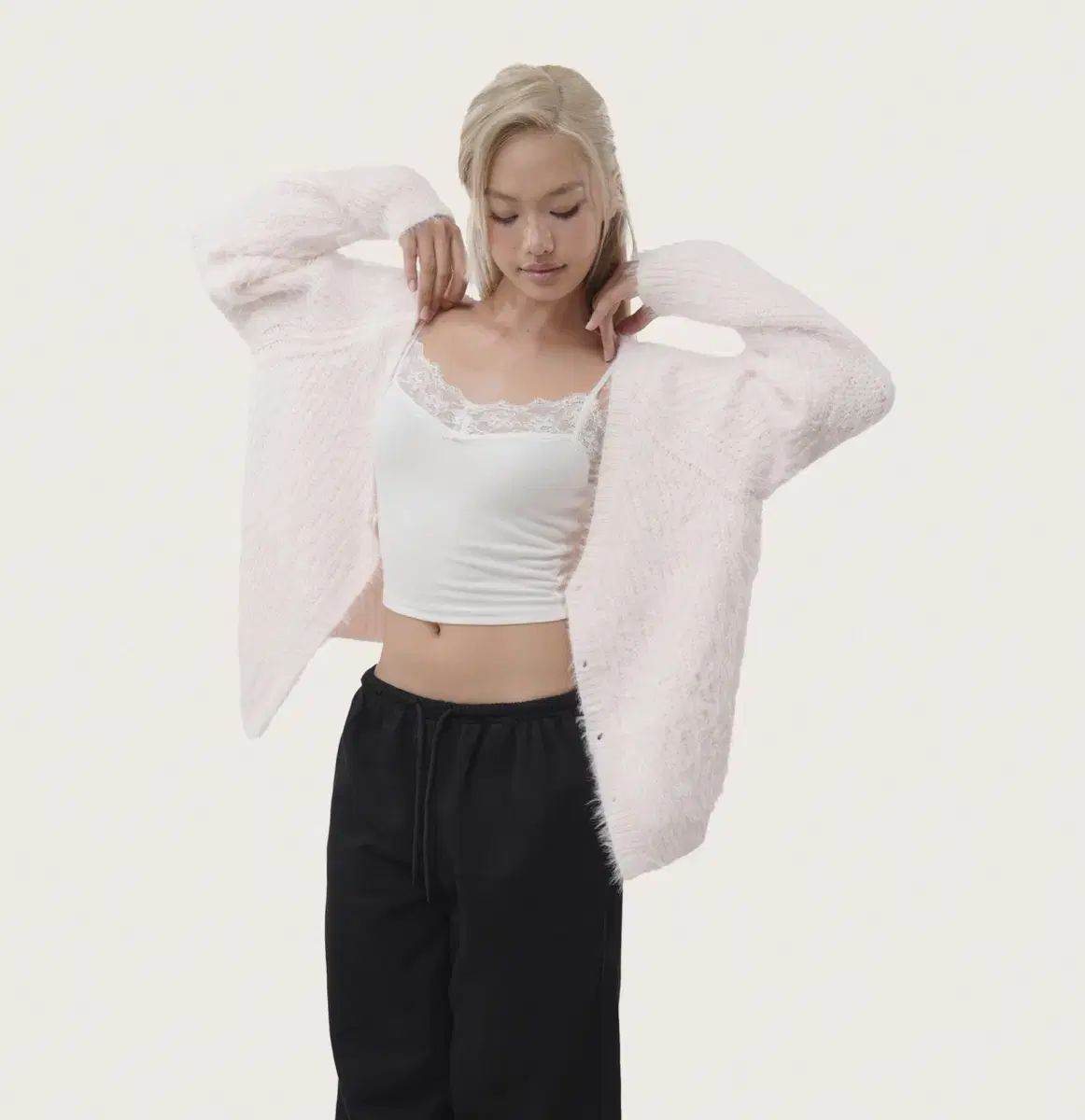 クリシアー シューガ プラム カーディガン ピンク