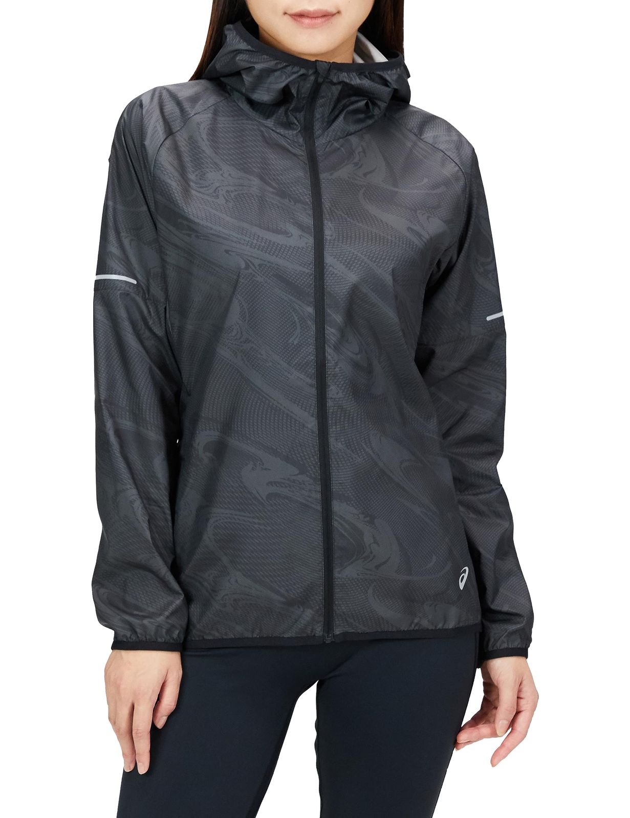 アシックス ランニングウェア ランニングパッカブルはっ水ウーブンジャケット 2012C876 レディース 001 パフォーマンスブラック L