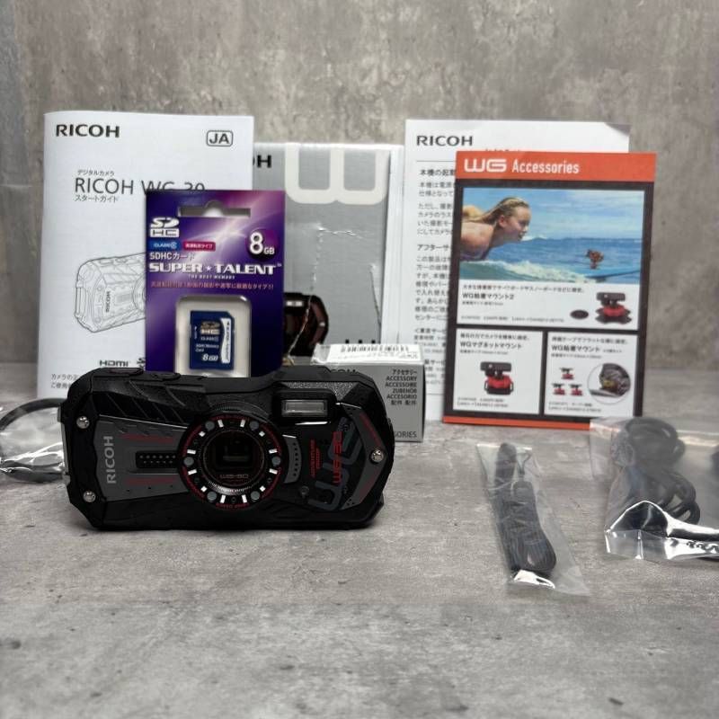 RICOH デジタルカメラ エボニーブラック 防水12m耐ショック1.5m耐寒-10度 WG-30 BK 04591