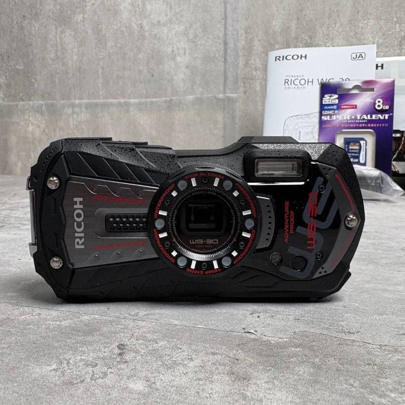 RICOH デジタルカメラ エボニーブラック 防水12m耐ショック1.5m耐寒-10度 WG-30 BK 04591